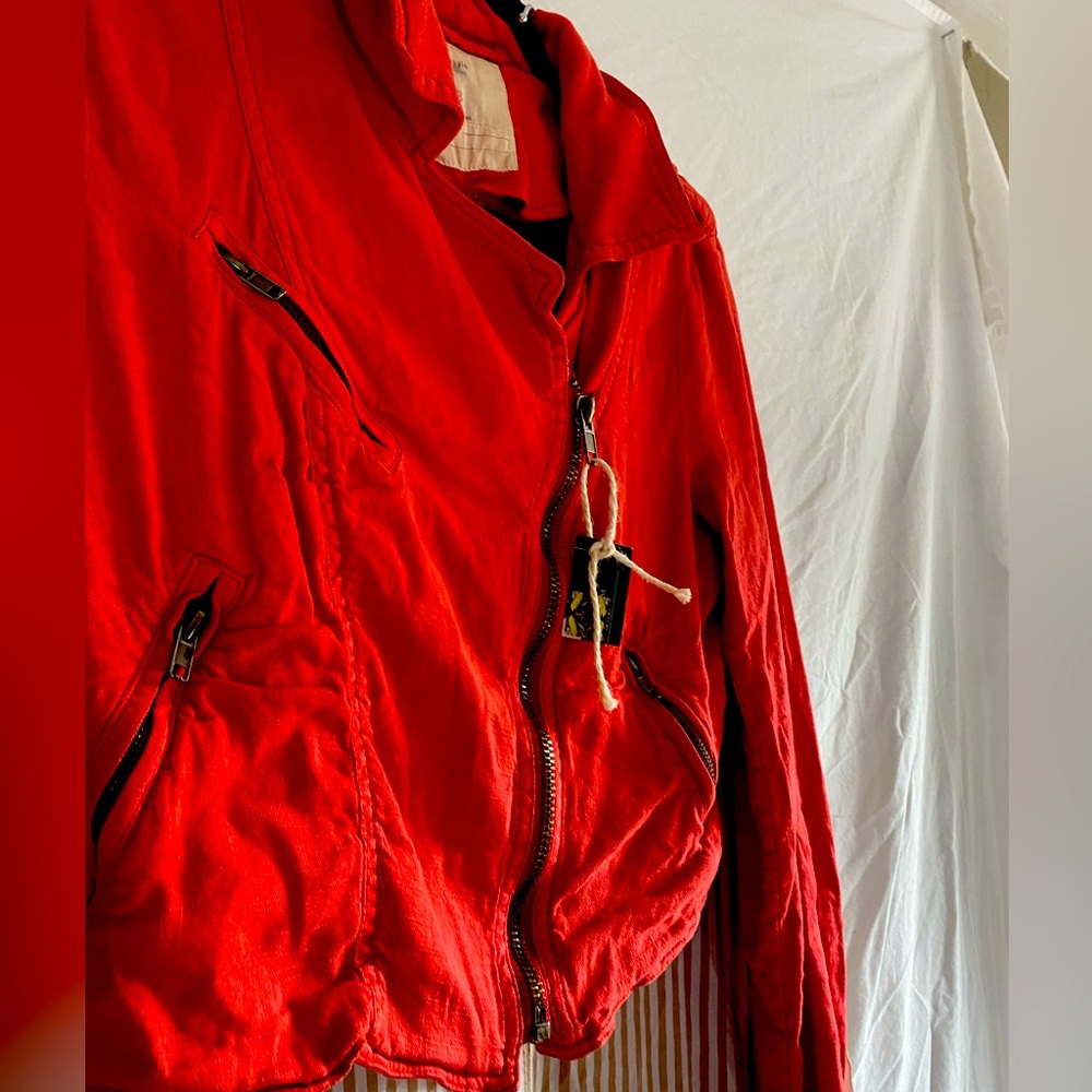 Orange linen free people  Fitted Jacket